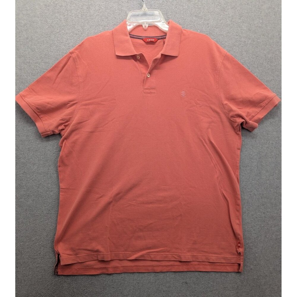 Izod Polo Shirt Mens XL Salmon Pink Classic Cotton Short Sleeve Embroidered Logo